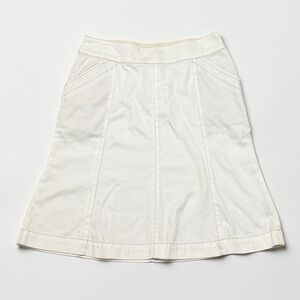 BODEN Classic Ivory Off White A-Line Skirt Stitching 8 Preppy Work Casual Beach